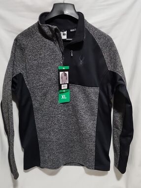 Spyder Men's Half-Zip Pullover - Black & Heather Gray